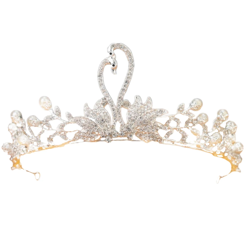 

Children Birthday Dress Girl Crown Pretty Swan Headdress Hair Accessories Kids Rhinestone Wedding Party Photoshoot Prop Gift