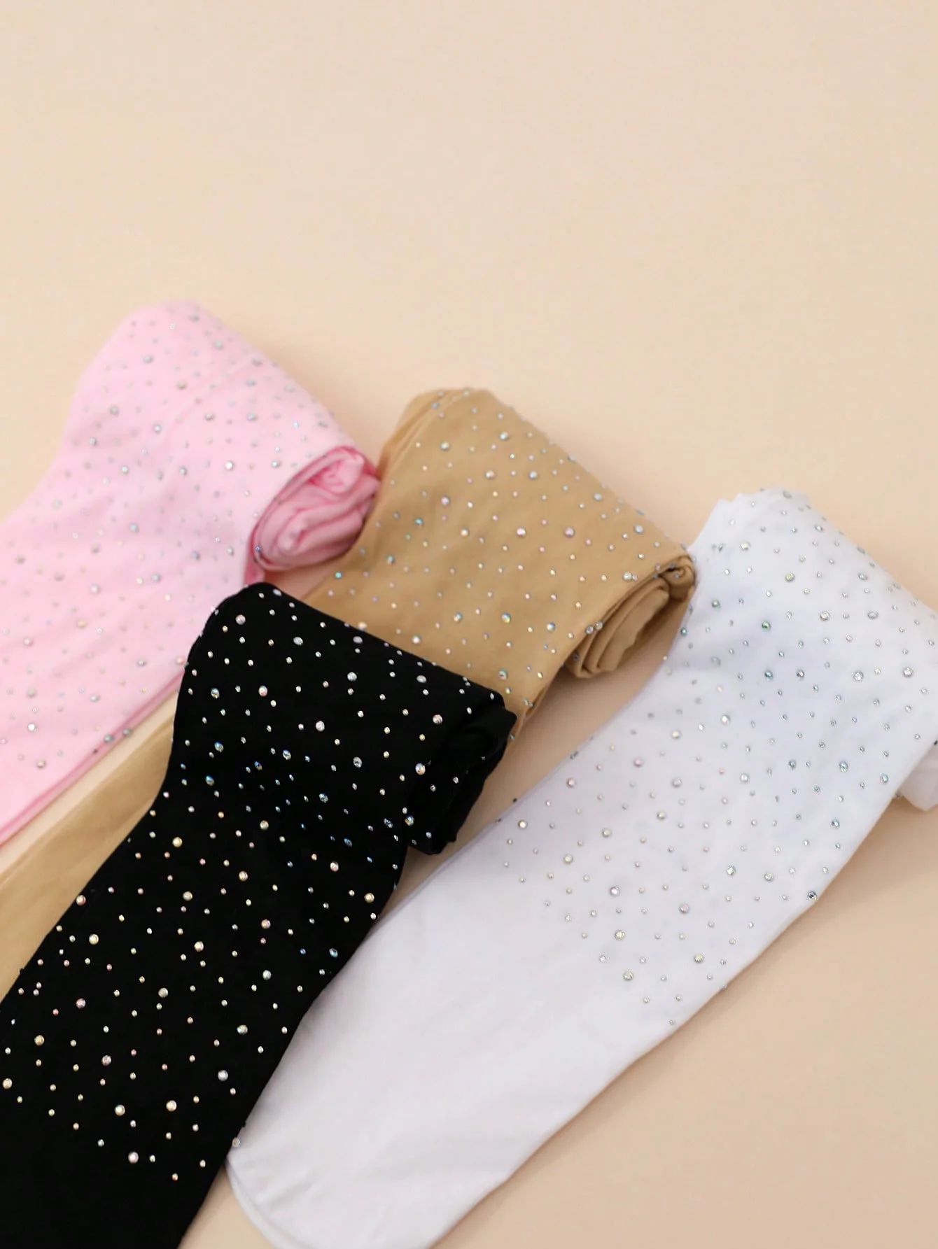 4 Pairs of Girls Dance Thin Leggings,Soft Glitter Rhinestone Ballet Tight Pantyhose for Girls Aged 4-12 Years Old for Daily Wear view 4