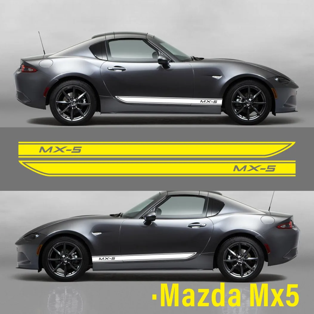 

2PCS Car Side Door Stickers For Mazda MX5 NA NB NC ND MX-5 DIY Racing Sport Stripes Tuning Auto Accessories Vinyl Film Decals
