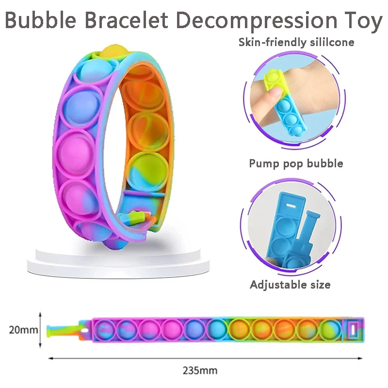 

1/2/5/10 шт. силиконовый браслет-антистресс с пузырьками, игрушка-головоломка для снятия стресса, музыкальный браслет для детей и взрослых