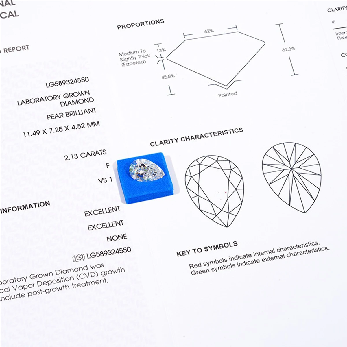 Fancy Pear Cut Lab Grown Diamonds 0.5-3.0CT VVS Clarity Excellent Cut White Loose Lab Diamonds For Jewelry Making IGI Certified