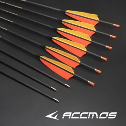 Flèche en carbone pur avec flèches en plumes de dinde, arc composé recurve, ID 4.2mm, Spine250 300 400 500 600 700 800 900 1000, 4 po, 28-31 po