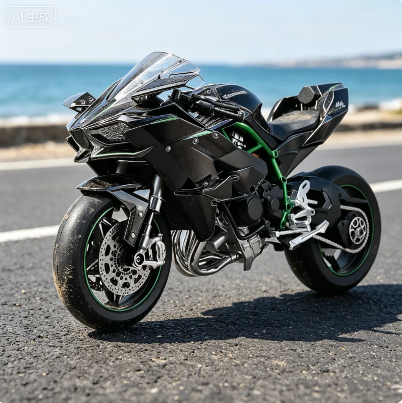 1:6 H2 Burning Exhaust Edition Alloy Motorcycle Lighting Sound Effects Fun Spray Big Locomotive Boys Bar Mitzvah