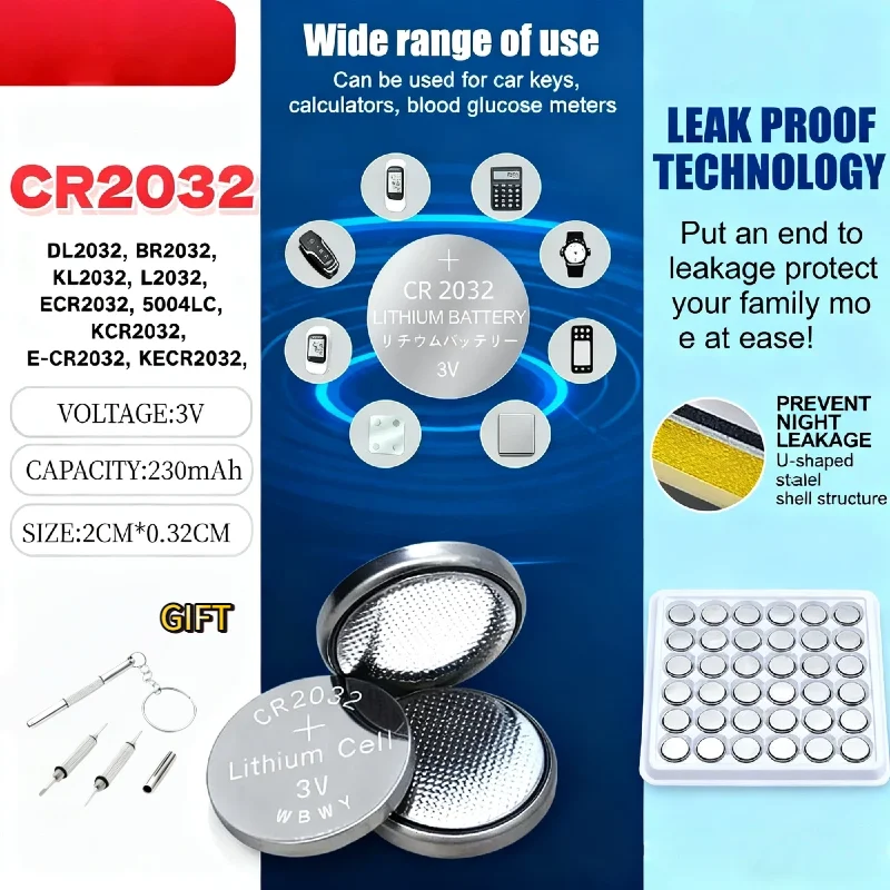

CR2032 3V Lithium Battery, Watches Calculators Clocks, Remote Controls, Toys Button Coins Cell, Original Bulk Pack, 25-500Pcs