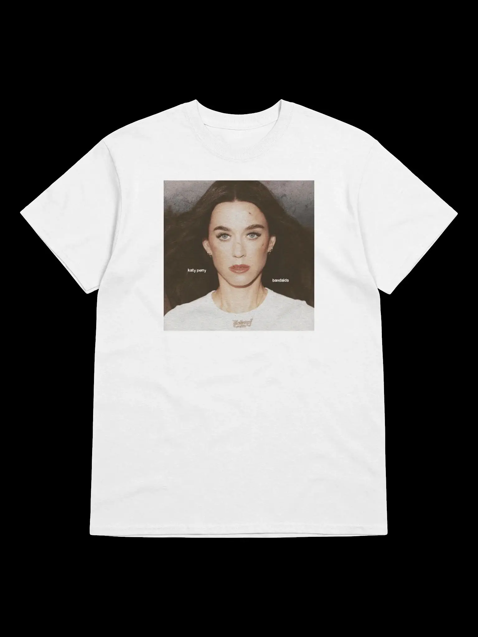 Camiseta de manga corta con estampado de moda Hip-hop Katy Perry Bandaids, nueva camiseta artística de una sola cubierta, ropa informal suelta Unisex