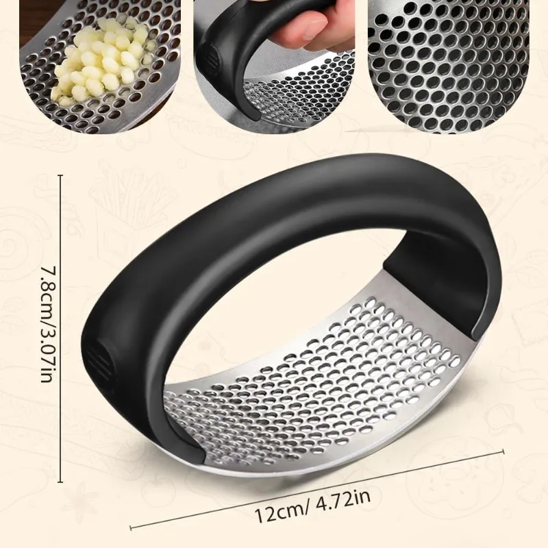 2026 Upgraded Stainless Steel Garlic Crusher - Garlic Crusher, Home Kitchen Utensils Portable Manual Garlic Crusher