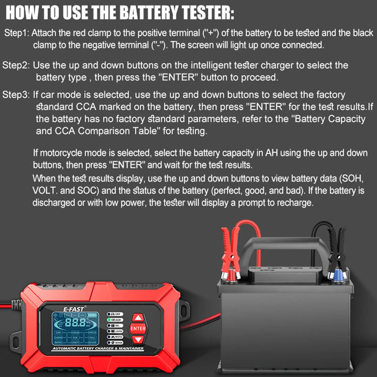 Car Battery Charger 12V 6A Touch Screen Pulse Repair LCD Fast Power Charging Wet Dry Lead Acid Digital LCD Display