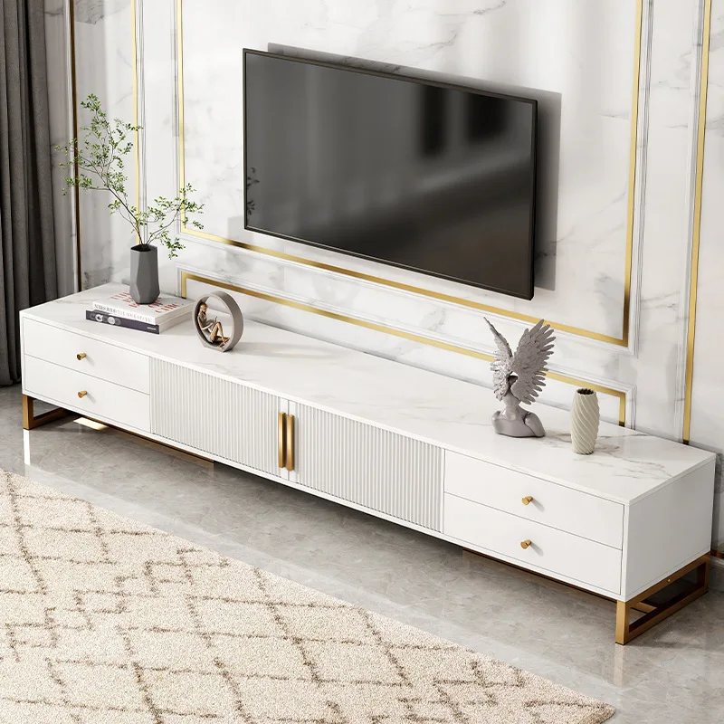 Modern Wooden TV Cabinet Metal Shelves for Living Room Home Furniture Durable Storage Solution for Small Apartments Floor Mount