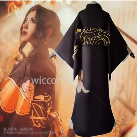 Kibutsuji Anime Woman Muzan Costume Wig Anime Japanese Kimono Uniforms Clothes Dresses Demon Headwearuit Halloween Customized