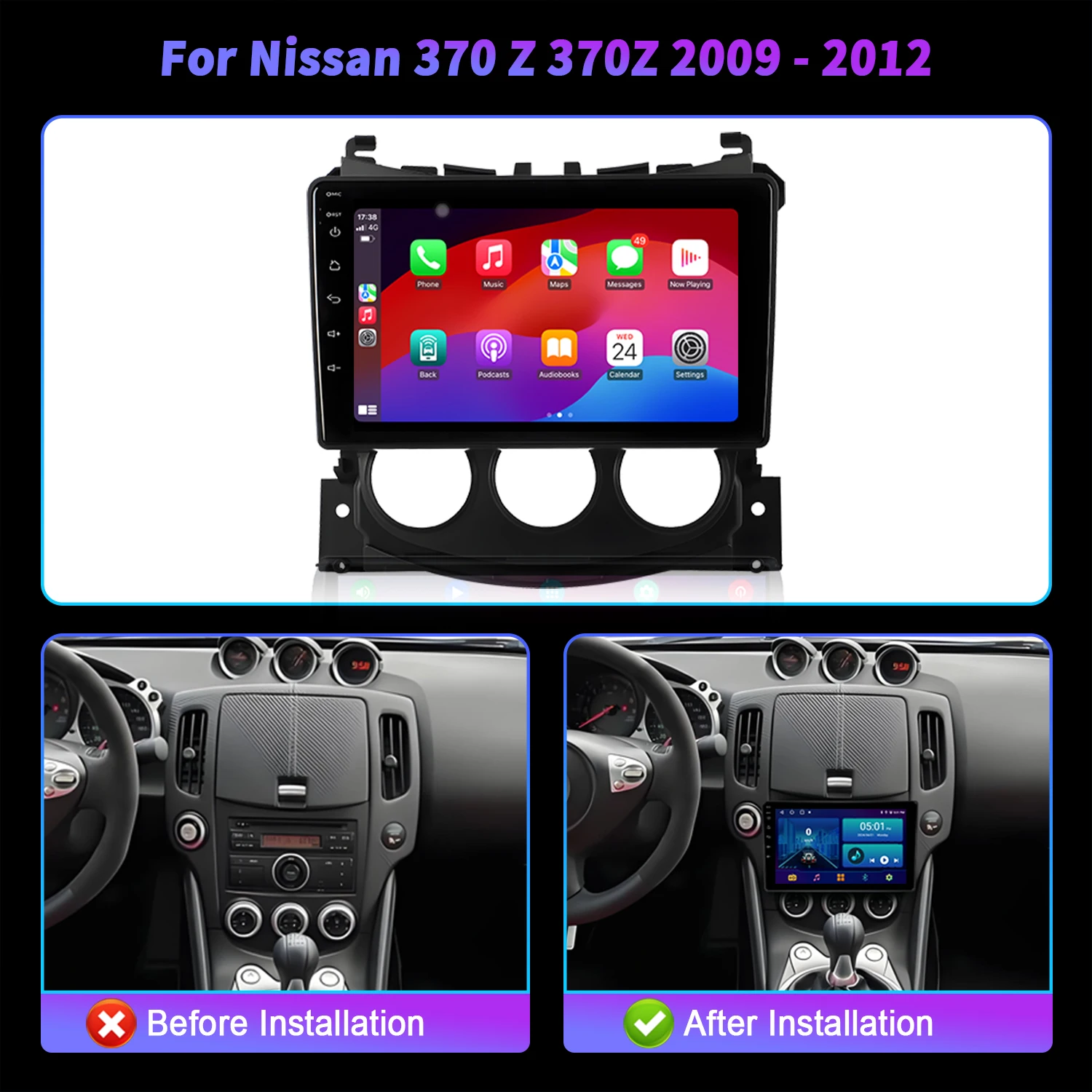 Per Nissan 370 Z 370Z 2009-2012 Autoradio Lettore Multimediale di Navigazione 4G Wireless BT CarPlay Android 14 7862S 2K QLED Schermo