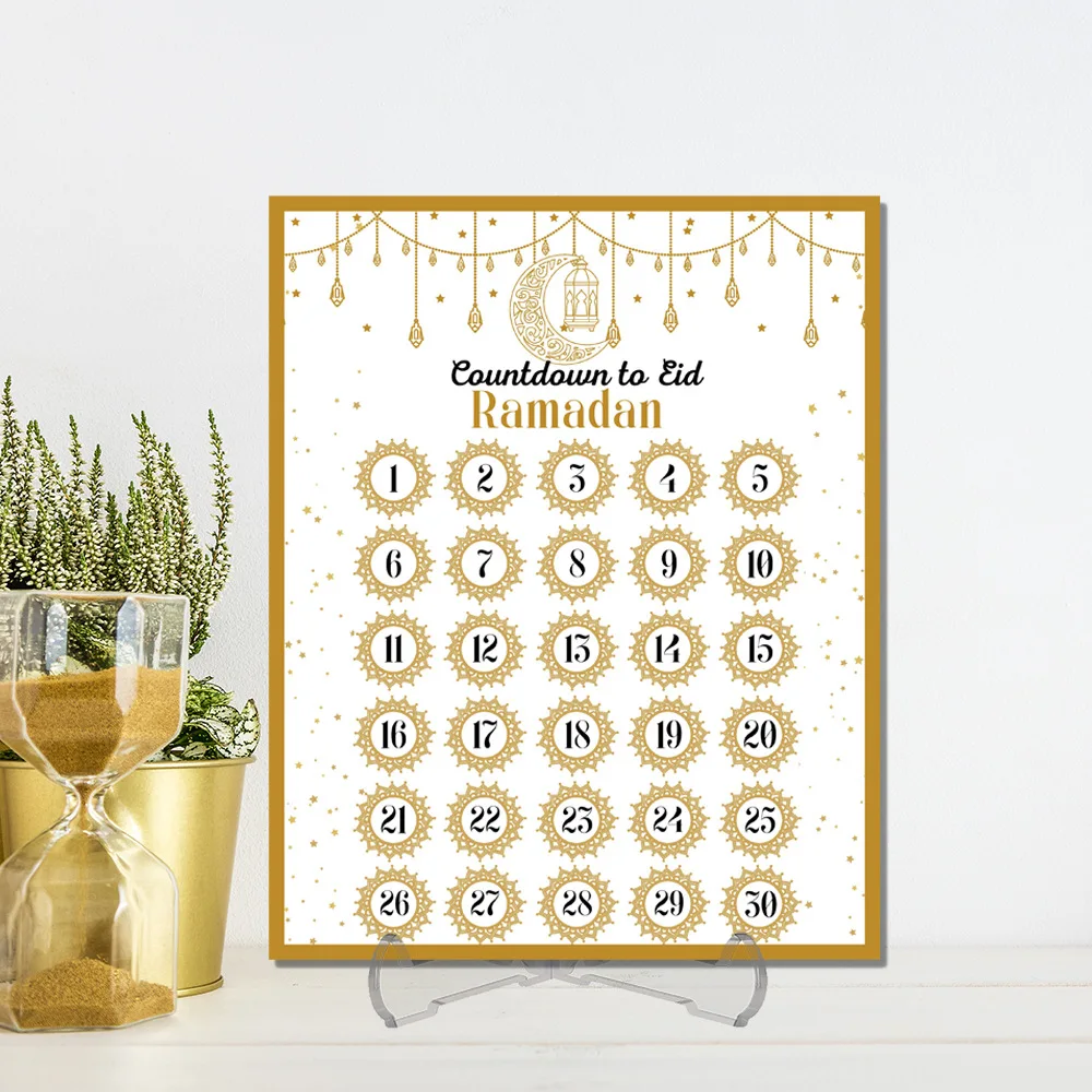 تقويم العد التنازلي لحديث رمضان من الأكريليك: ديكورات رمضان لديكور طاولة عيد مبارك المنزلي، تقويم 30 يومًا لهدايا رمضان