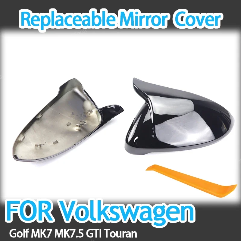 Carbon Fiber Pattern Black Side Mirror cover Caps for Volkswagen VW Golf 7 MK7 MK7.5 GTI R GTE GTD 13-20 Replacement