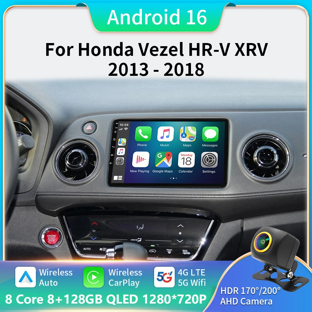 

Android 16 For Honda Vezel HR V HRV XRV 2013 - 2020 Car Radio Multimedia Stereo Player GPS Navigation Carplay 5G BT DVD