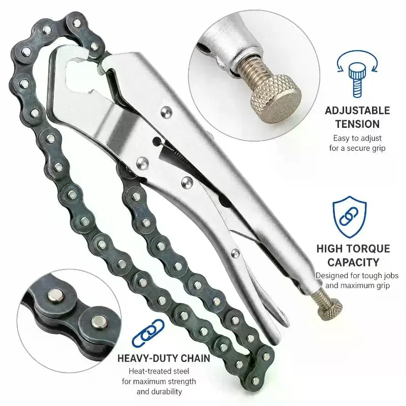 Inch Heavy Duty Chain Locking Pliers Carbon Steel Chain Clamp Gripping Tool For Irregular Pipe Workpiece Repair 18