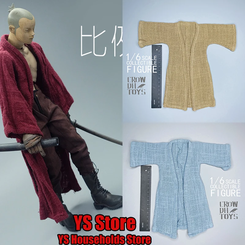 1/6 Scale Man Soldier Loose Anicent Long Robe Coat V-neck Design Windbreaker Clothes Accessory For 12