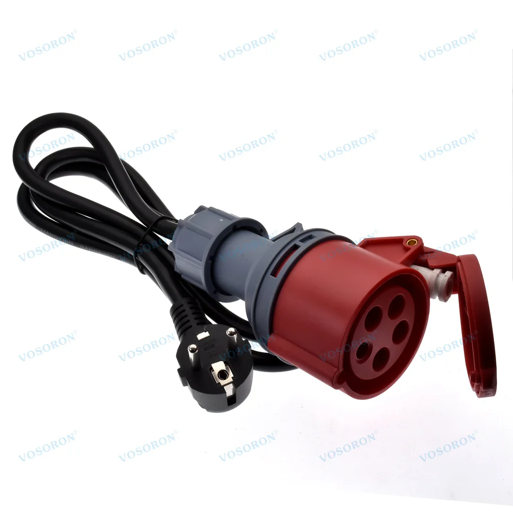 16A 11KW 3‑Phase EV Charger Adapter Cable,Red CEE 5 Pin Female Socket To Schuko Wall Plug For Electric Vehicle Portable Charging