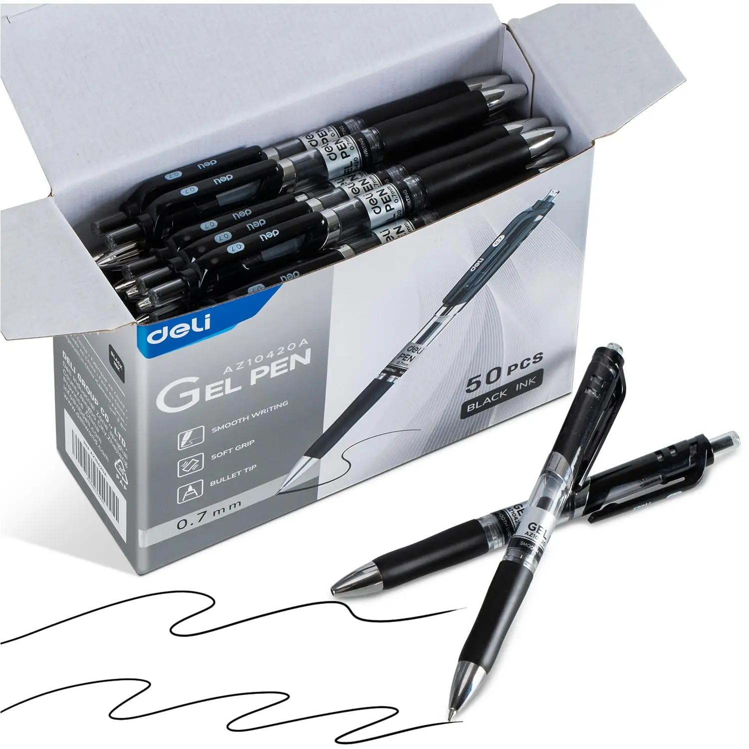 

Гелевые ручки Deli, 4 шт. Выдвижные ручки с черными чернилами, ручка среднего размера 0,7 мм, плавное письмо, быстросохнущая, без кровотечения для ведения журналов, не