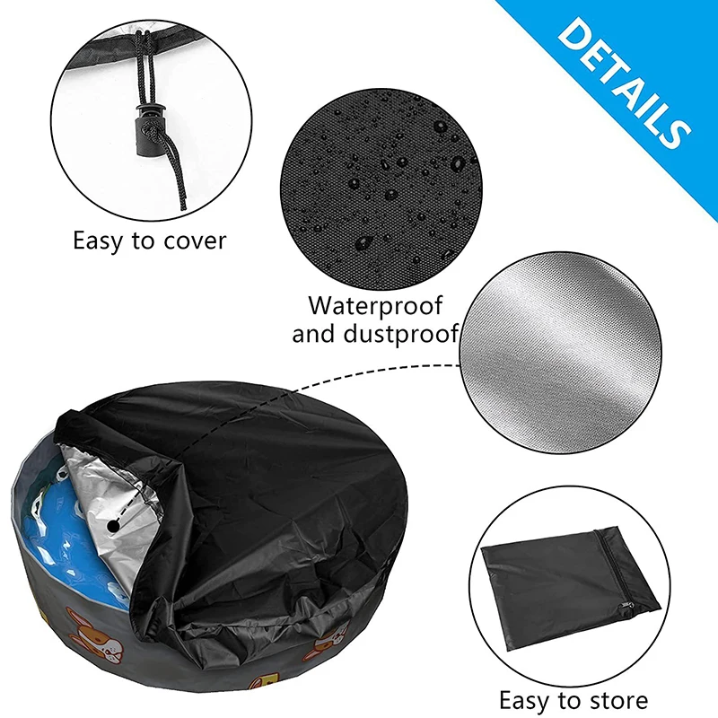 Round Spa Hot Tub Dust Covers Foldable Outdoor Anti-UV Swimming Pool Cover Protector Dustproof Waterproof Rain Pool Accessorie