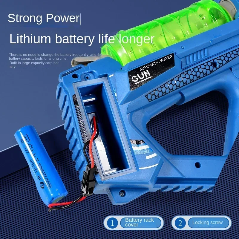 50cm Fully Automatic Electric Water Gun with Light Rechargeable Continuous Firing Party Game Kids Space Splashing Toy Boy Gift