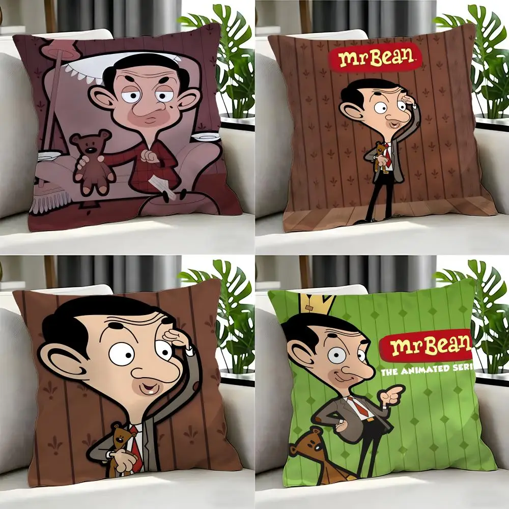 cartoon Mr. Bean Cushion Cover Cushion Cover Set 4Pcs 50x50 45x45 40x40 Pillowcase Decorative Sofa Home Decor
