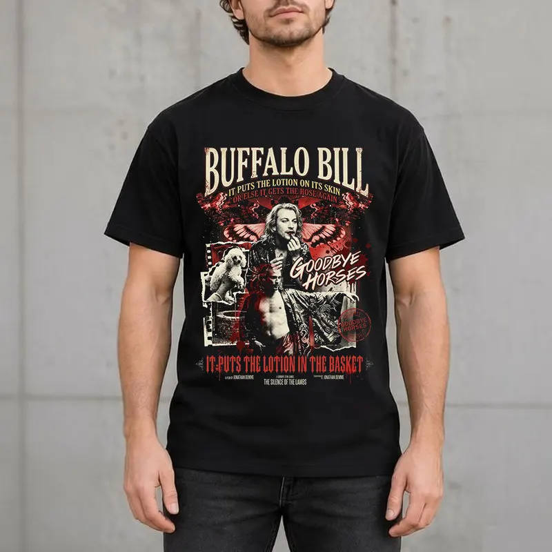 The Silence of the Lambs Buffalo Bill Death's-Head Hawkmoth Horror Movie Graphic T-Shirt Vintage Gothic Short Sleeve Tee S-6XL