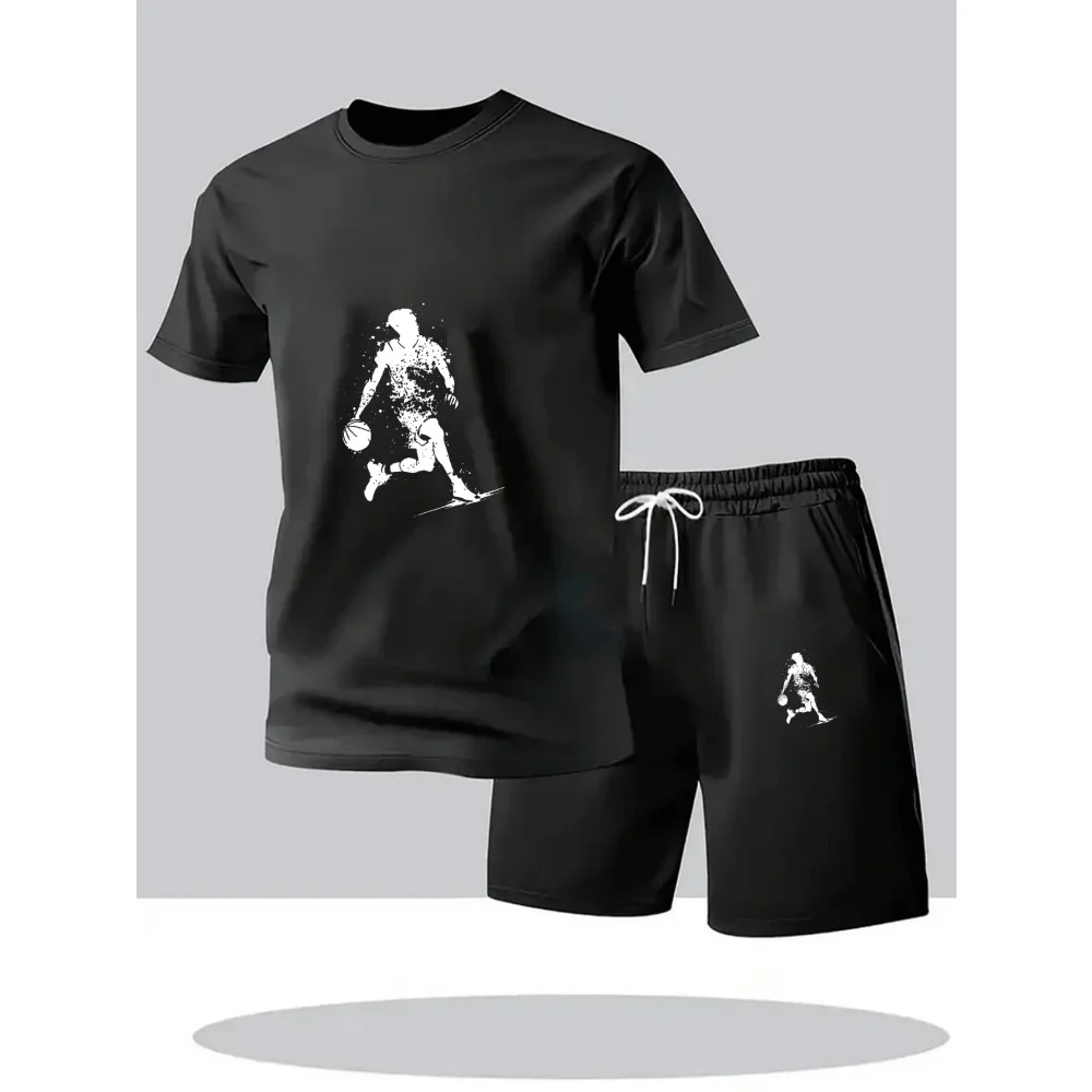Men Mesh Breathable Tiger Print T Shirt And Shorts Set Quick Dry Sportswear Two Piece Tracksuit For Summer