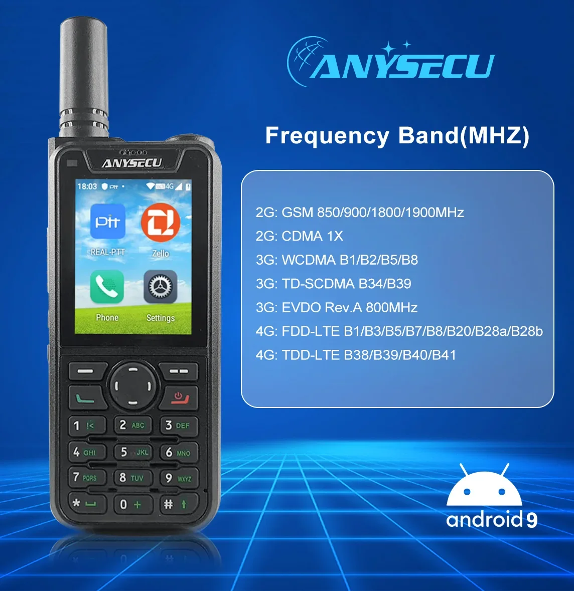 4G LTE 안드로이드 9.0 T59 POC 네트워크 라디오는 ZELLO REAL PTT 잠금 해제 라디오와 함께 작동합니다.
