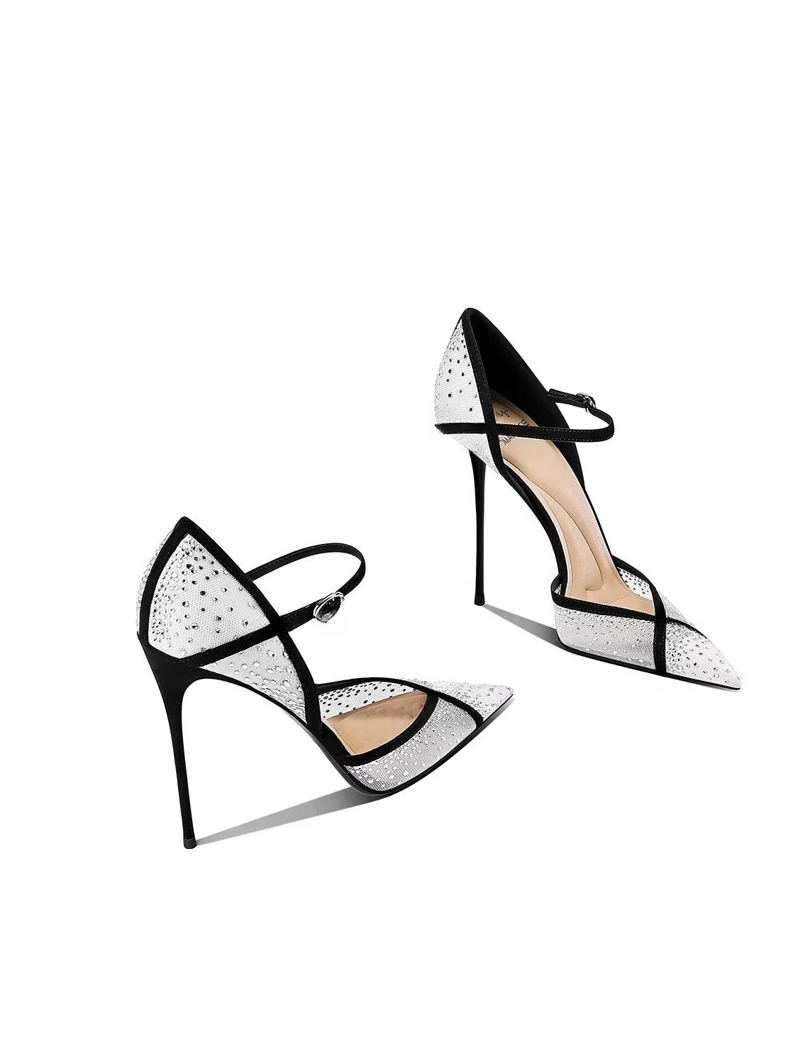 

Spring and Summer New Women's High Heels, White Rhinestone Pointed Stiletto Trendy High-end Women's Shoes