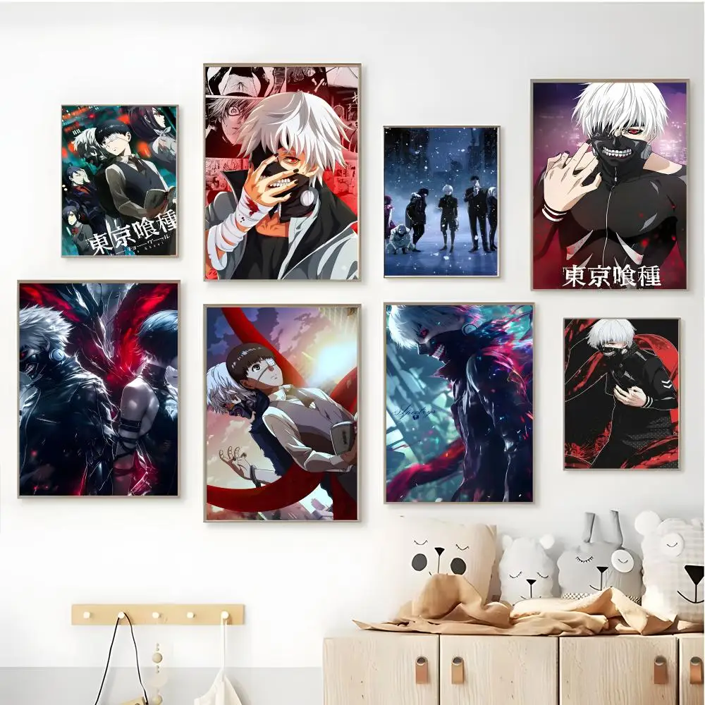 1 Stück Anime Tokyo Ghoul Poster HD-Kunstposter, selbstklebend, wasserfest, für Zuhause, Wohnzimmer, Bar, ästhetische Dekoration