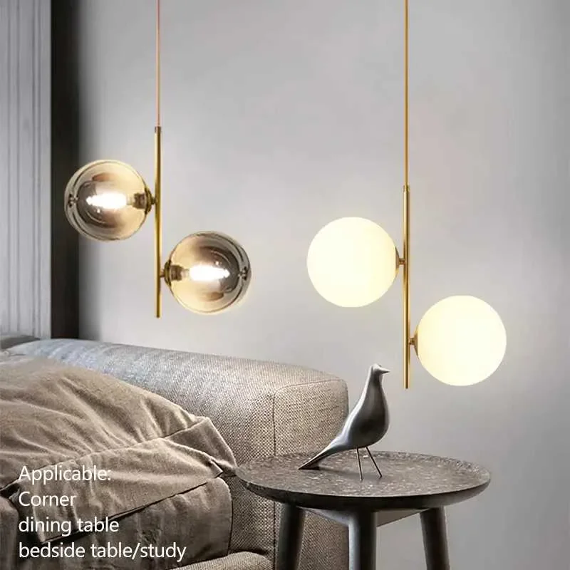 Nordic Glass Ball Pendant Light Voltage 110V 220V Home Decor Dining Room Bedroom Bedside Table Corner Hanging Lamps