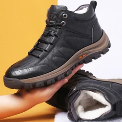 Winter Men's Wool Fur Boots Outdoor Thick Composite Sole Casual Shoes Cowhide Leather Designer Sewing Ankle Boots M86917