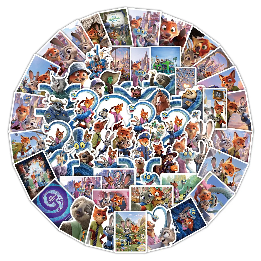 65 قطعة ضابط شرطة أرنب السيد الثعلب Zootopia 2 ملصق سجل القصاصات DIY بها بنفسك محمول الغيتار سيارة دراجة سكيت الكتابة على الجدران لعبة