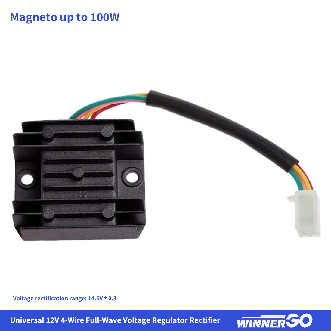 Universal 12V 4-Wire Full-Wave Voltage Regulator Rectifier for GY6 Scooters ATVs UTVs Golf Carts Lawn Mowers Dirt Bikes 100W