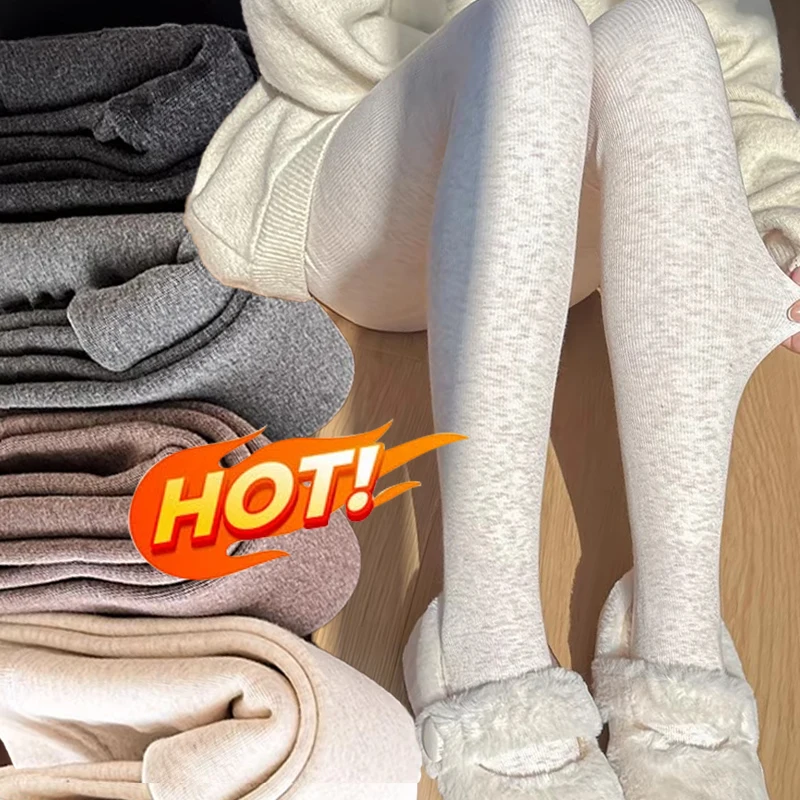 

Black Grey Knitted Tights Women Autumn Winter Elastic White Stockings Soft High Waist Y2K Streetwear Fleece Tights Pantyhose