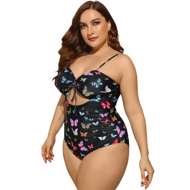 

Sexy plus size plus fat women's swimsuit printed butterfly one-piece swimsuit bikini BIKNII2025 new