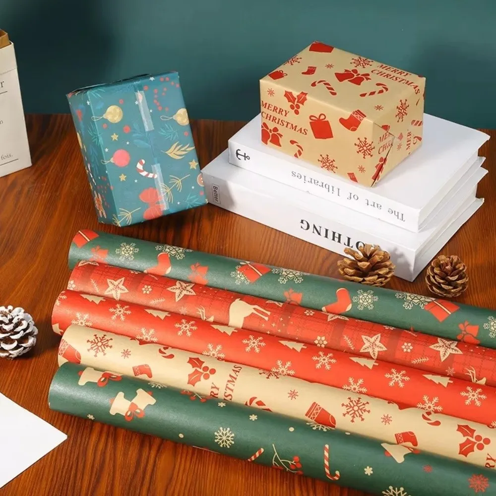 Multi-purpose Santa Claus Christmas Wrapping Paper Xmas Tree Gift Packaging Papers Wall Decor Stickers Party Celebration