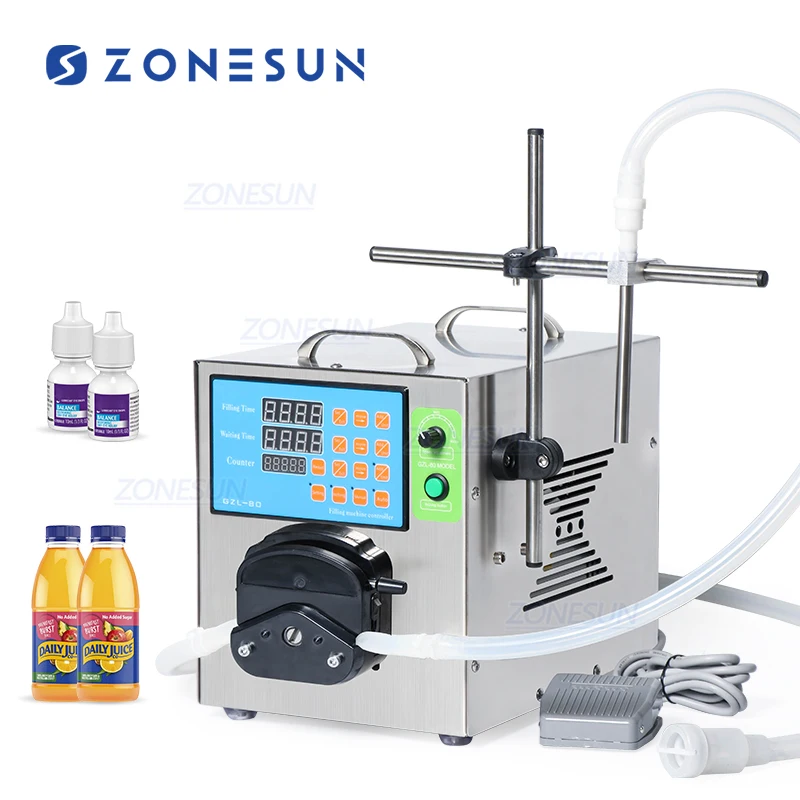 ZONESUN ZS-GEL80 Semi Automatic Peristaltic Pump Detergent Eye Dropper Gel Juice Hand Sanitizer Thick Liquid Filling Machine