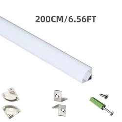 10-30 sztuk 80 Cal 2m listwy Led z aluminiowym dyfuzorem kanałowym, taśma o szerokości 5-12mm w kształcie litery V mleczna pokrywa profil narożny