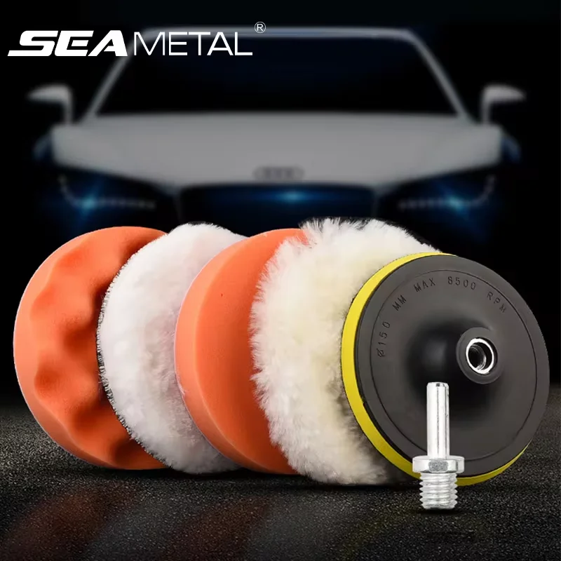 3/4/5 Inch Car Polishing Sponge Pads Kit Drill Car Polisher Wool Polishing Machine Wax Pad Foam Pad Buffer Kit for Auto Cleaning