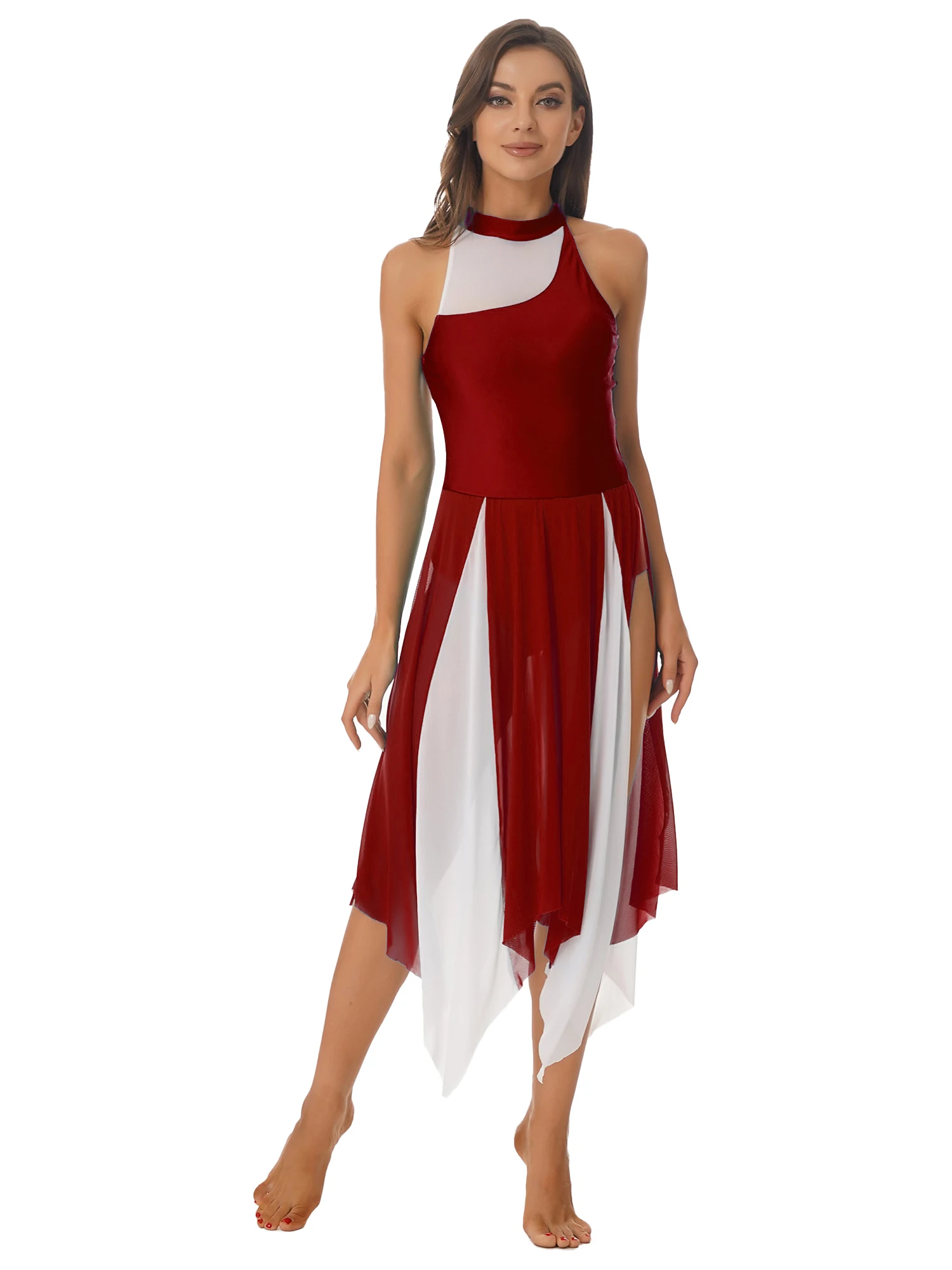 

Женское прямое платье с асимметричным подолом, Lyrical современное платье, трико с юбкой для выступлений на сцене