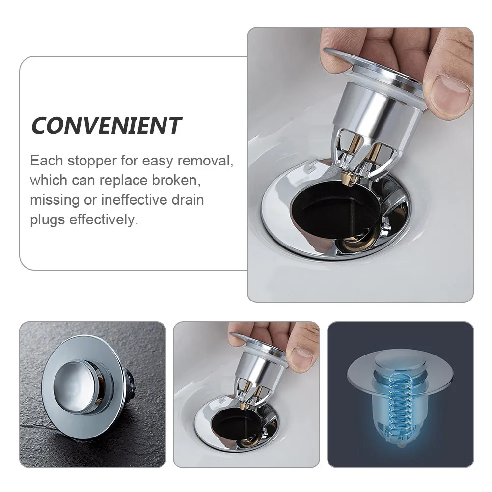 Picture 4: 1Pcs Bounce Core Sink Stopper Press Down Drain Plug for Shower Tub Slop Sink Laundry Basin Garbage Disposal Premium Quality