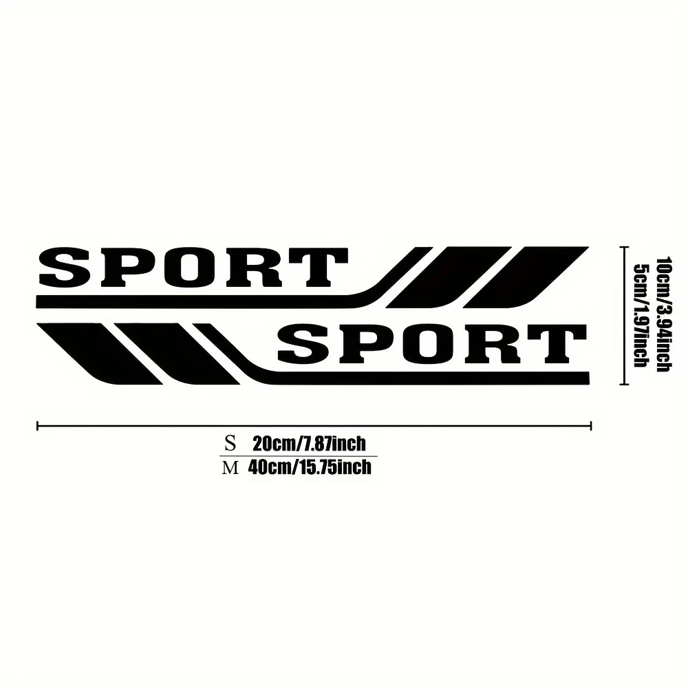 2Pcs/Set SPORT Letter Racing Stripe Vinyl Stickers, Waterproof Car Side Body Exterior Decor Decals