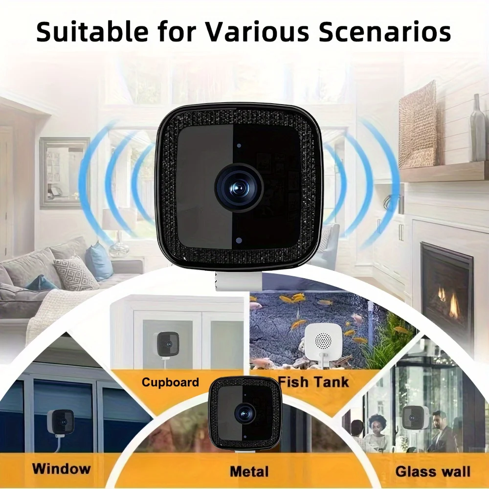 Tahlitech WiFi Window Camera Full Color Night Vision Two-Way Audio Through Window Indoor Home Security Baby Monitor Camera
