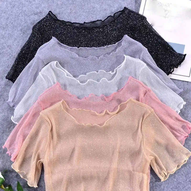 40GC Trim Pullover Crop Top Women Party Sexy Shirt Clubwear