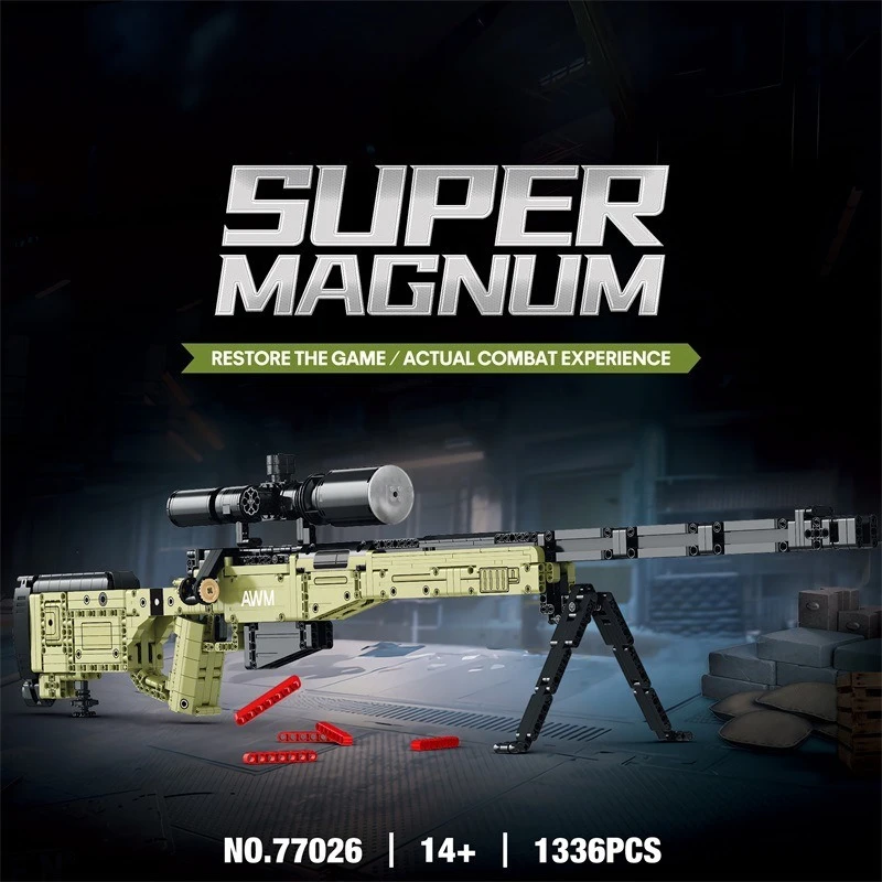 

77026 Magnum AWM Sniper Rifle Model 1336Pcs Military Weapons Series DIY Toys Building Blocks Boy Christmas Gift