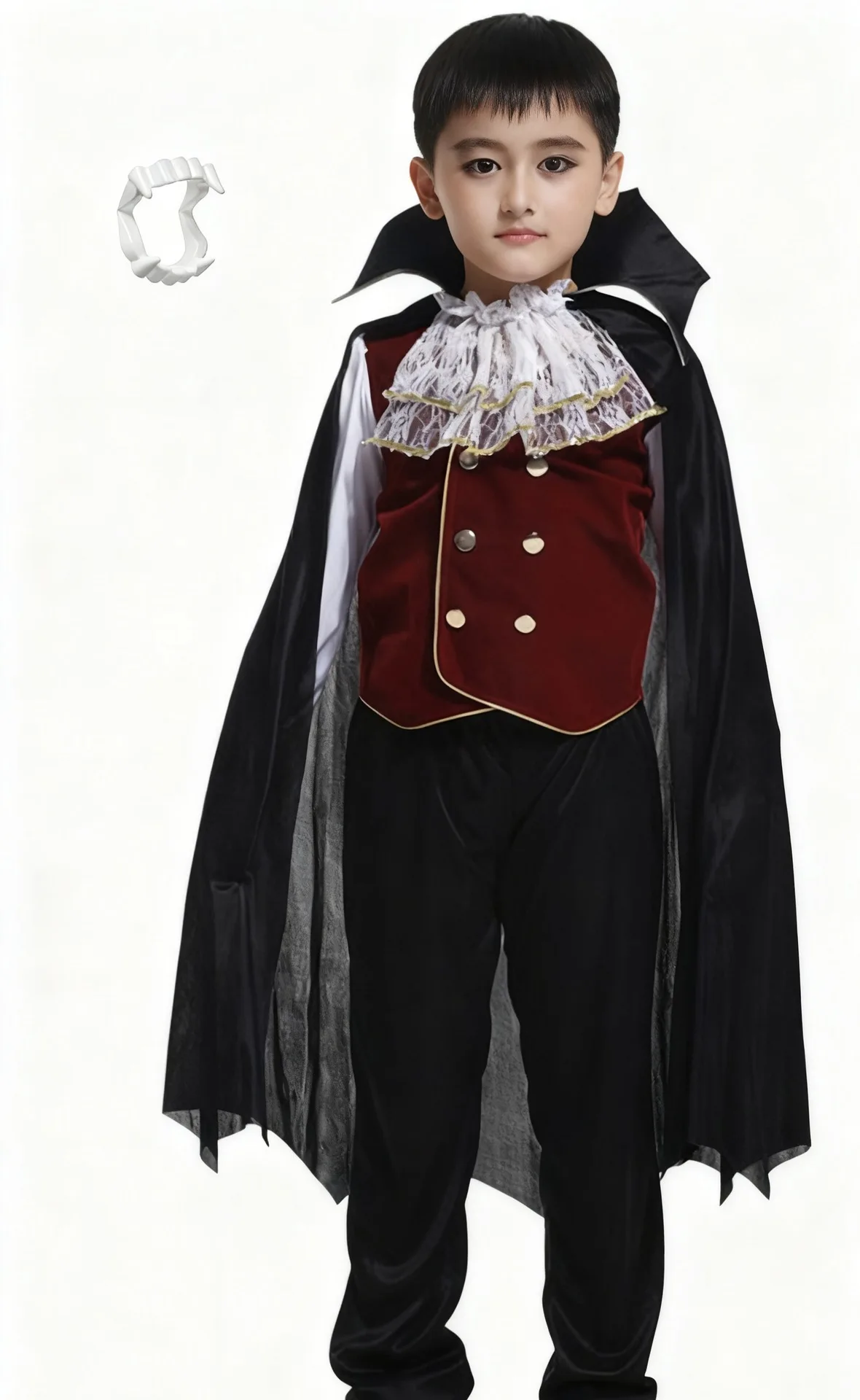 Vampir-Teufel-Halloween-Outfit für kleine Jungen, Samtweste, Umhang, Hose für Kinder, Karneval, Geburtstag, Schule, Cosplay-Set – Detail 7