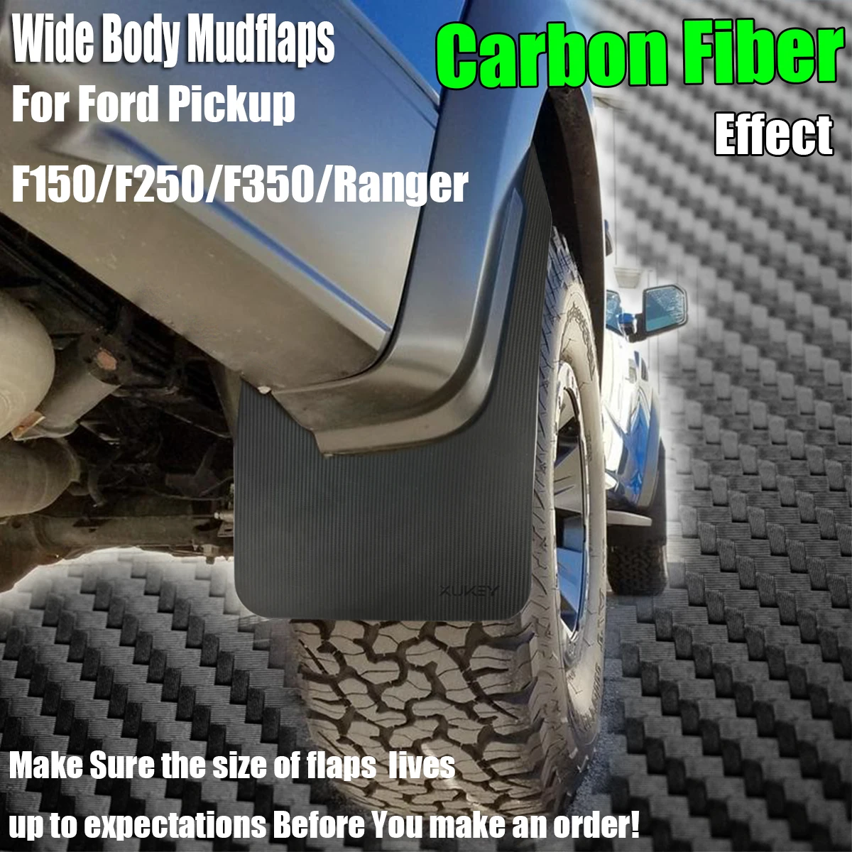 For Ford F-Series F150 F250 Lobo Ranger T6 T7 MK2 4X4 Raptor Wildtrak Everest Mud Flaps Mudflaps Splash Guards Fender Flares view 6