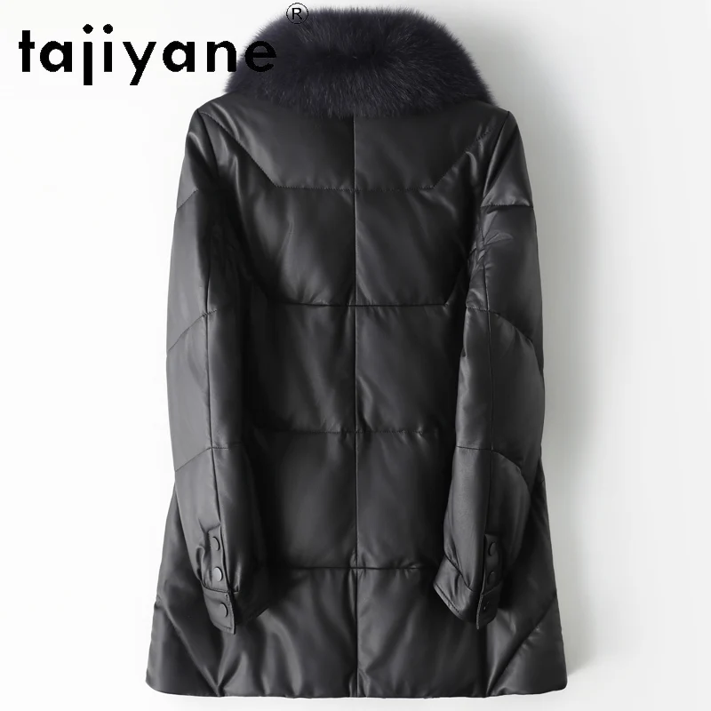 TAJIYANE 100% جلد الغنم بطة أسفل معطف المرأة قسط سترة جلدية حقيقية الثعلب الفراء طوق معاطف 2025 الشتاء ملابس حريمي 신상ААУটার #2