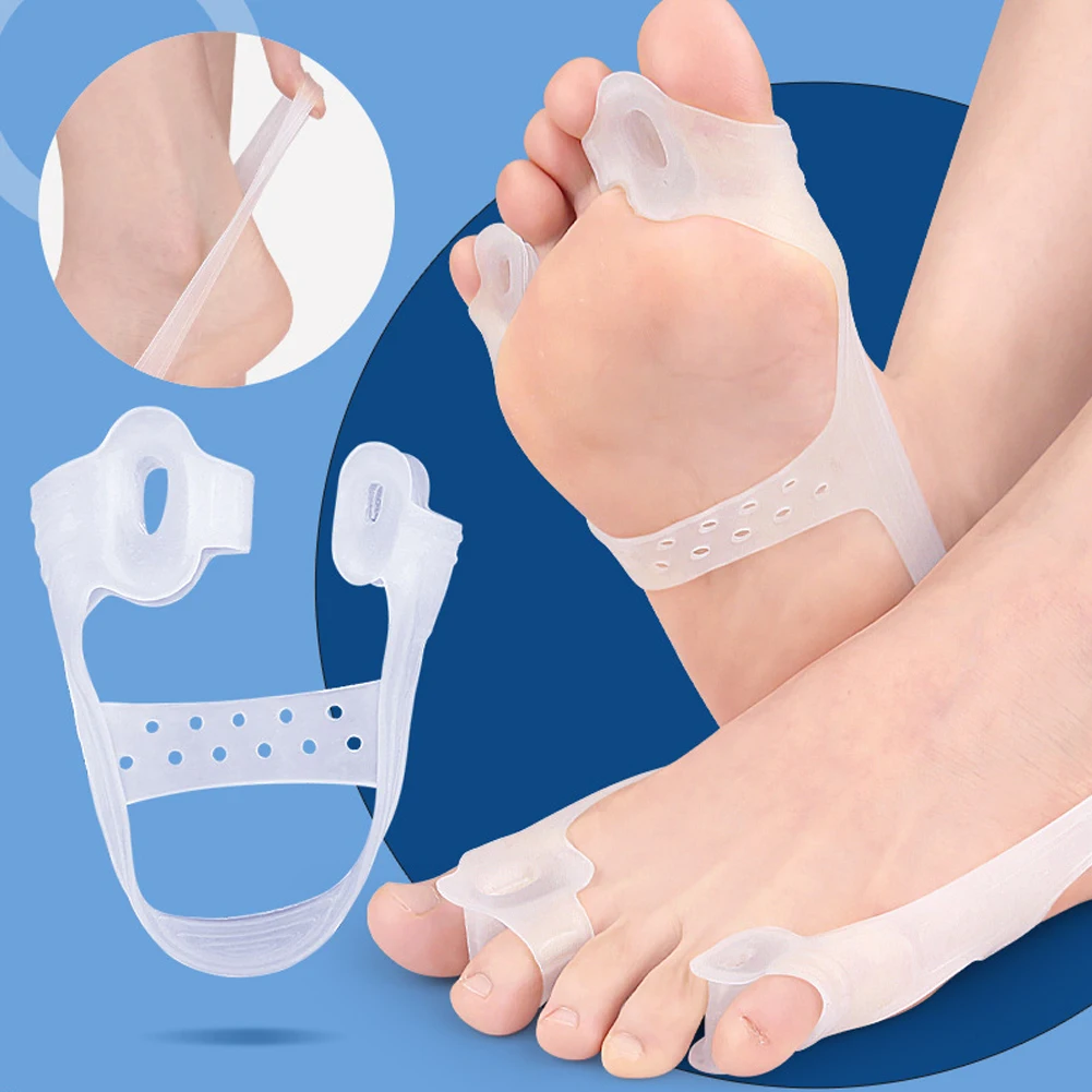 Banda elástica de silicona para dedos de los pies, separador de Gel para entrenamiento del pulgar, Correa ejercitadora, separador de tensión para dedos de los pies, 1 par