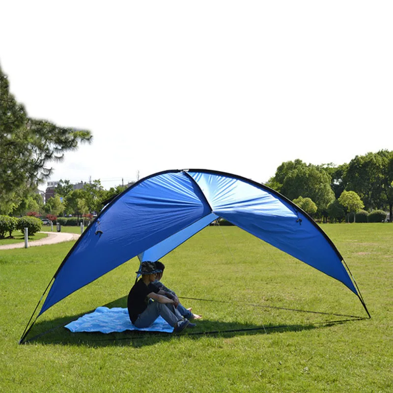 Imagem -05 - Outdoor Large Space Triangle Sunshade Camping Tent Beach Sunscreen Toldo Canopy Tour Tarp Multiple Family Shelter 3walls